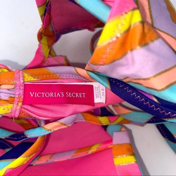 Victoria’s Secret Stripe Swimsuit Bikini Top Size 34B ~ - Picture 4 of 5